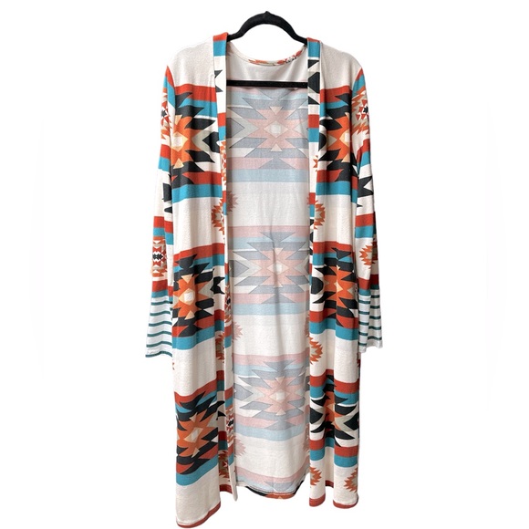 Aztec Print Duster Cardigan - Picture 1 of 4